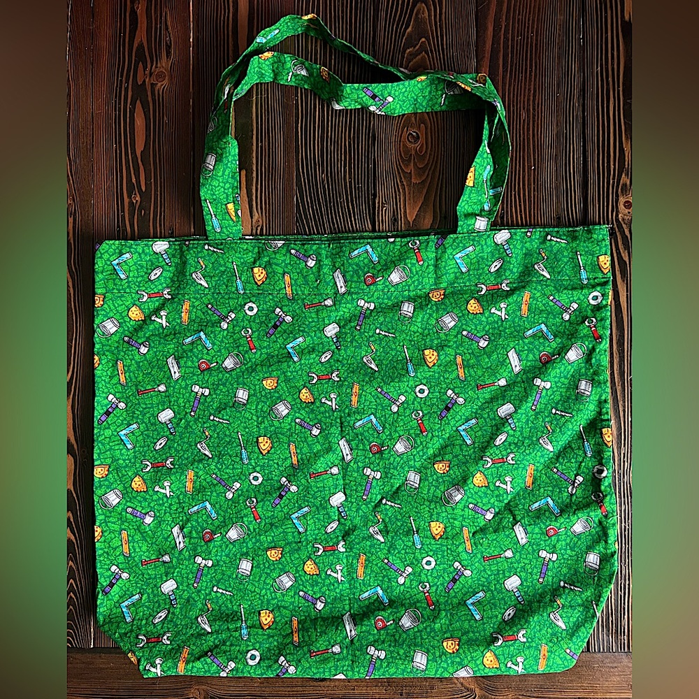 HOMEMADE • handcrafted sewn reusable bag tote green milk fruit vegetable grocery
